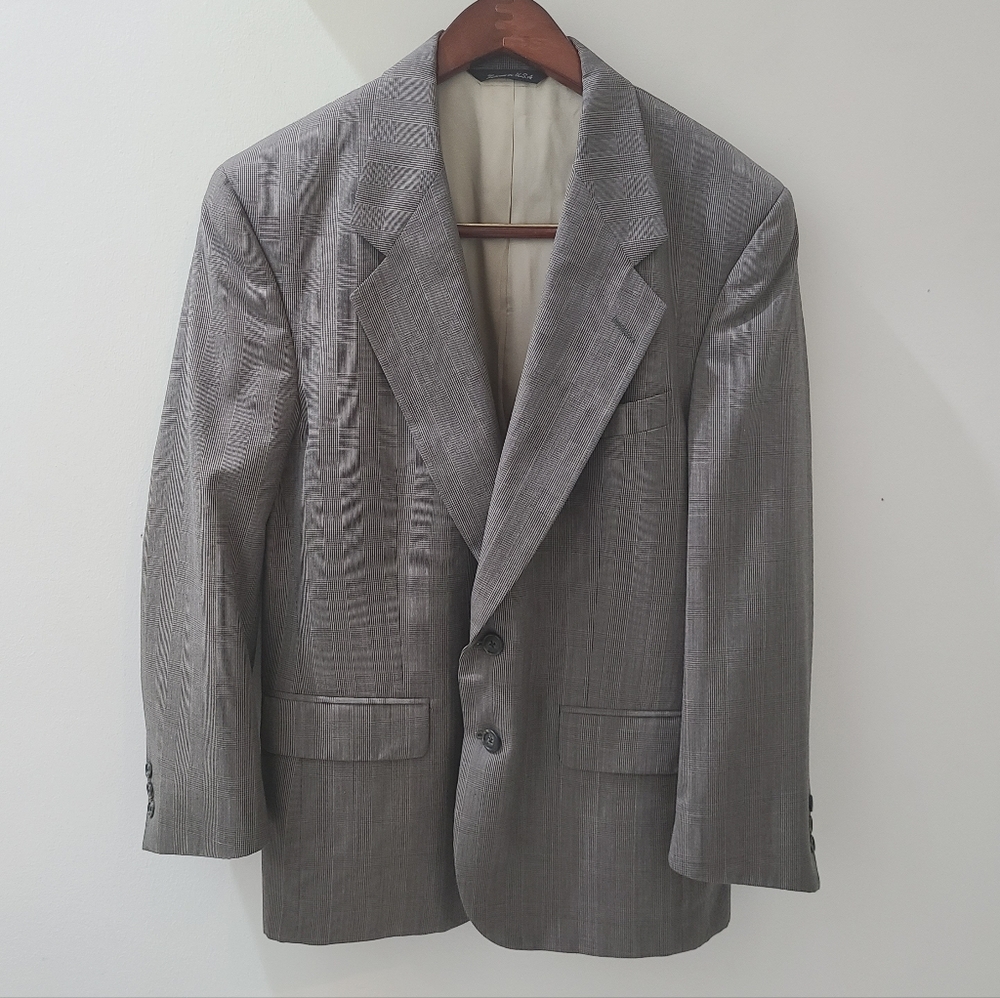 Christian Dior Monsieu Vintage Sportcoat Blazer Gray Glen Plaid Sz 40 Classic - Picture 2 of 16